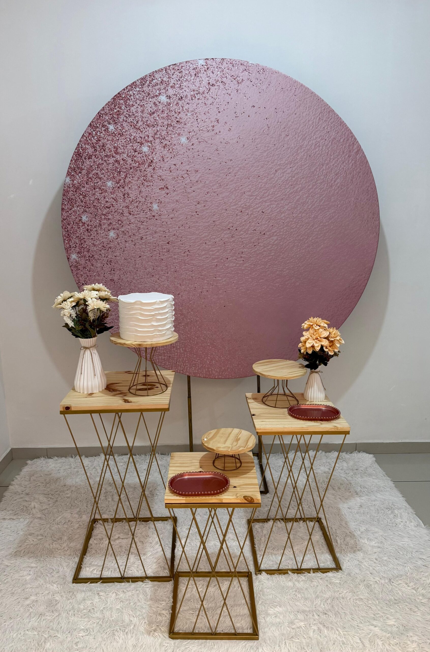 Decoração Adulta Rosa com Madeira